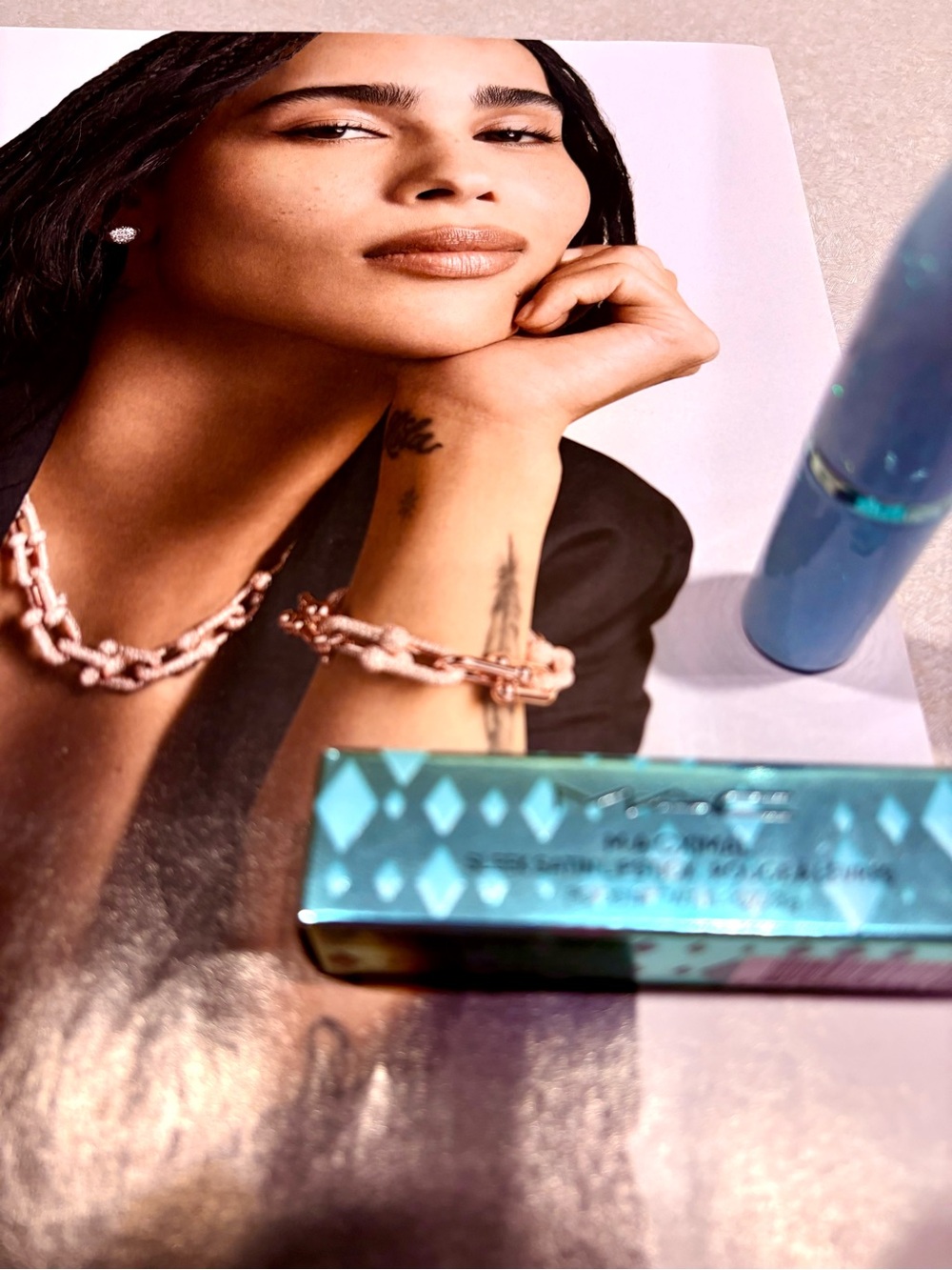 MAC Mint Green Lipstick - Shimmery Aqua Case